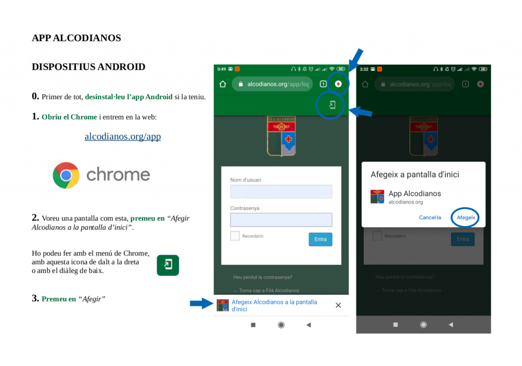 instruccions app 1 android